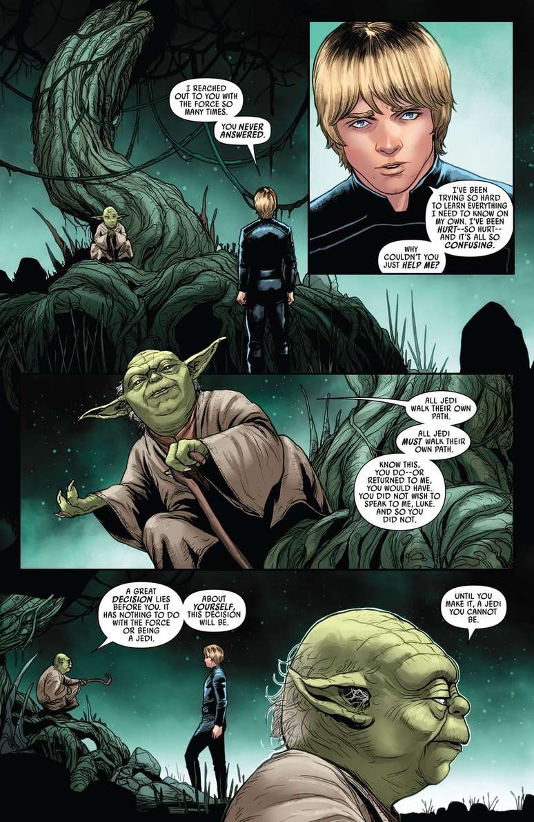 Yoda's faith in Luke may be what turned the white Kyber crystal green (Image: Reproduction/Marvel Comics)