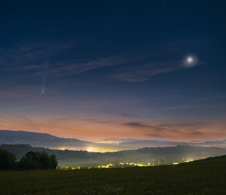 Cometa Nishimura e Vênus fotografados na Eslováquia (Imagem: Reprodução/Petr Horálek/Institute of Physics in Opava)