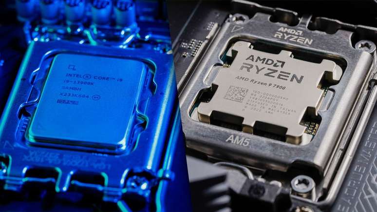 Processadores Intel e AMD possuem tamanhos e formatos diferentes, além de possuírem um visual cada vez mais distinto (Imagem: Ivo Meneghel Jr/Canaltech)