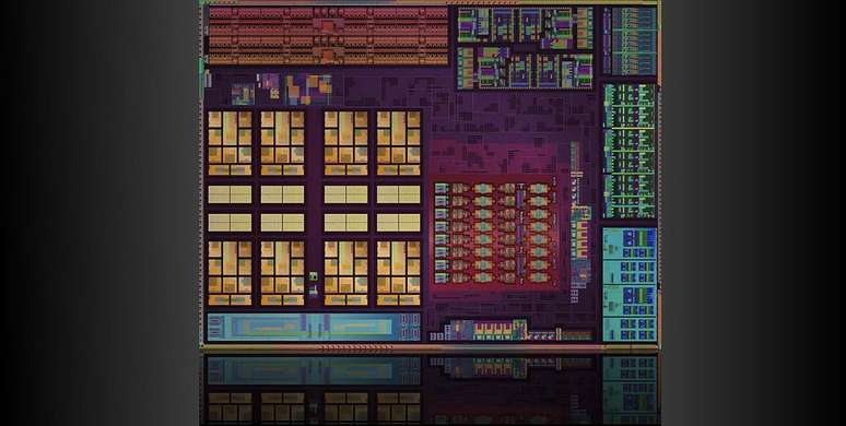 A estrutura interna de um processador é composta por milhares de estruturas diferentes (Imagem: Reprodução/AMD)