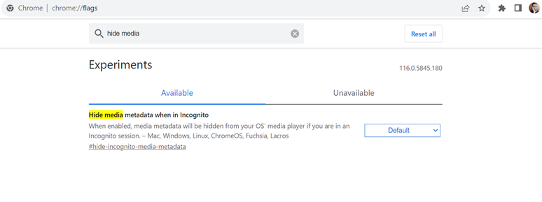 Chrome testa ocultar dados de v deos abertos na navega o an nima