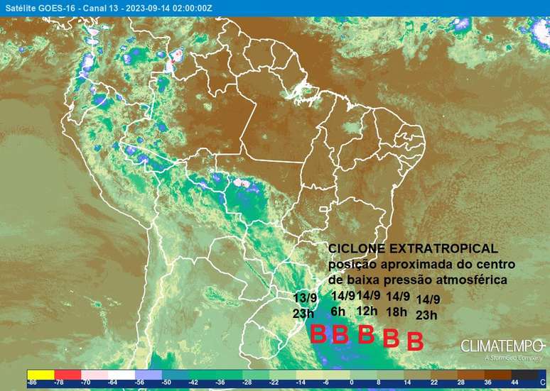 Polar air enters the south and the extratropical cyclone moves away