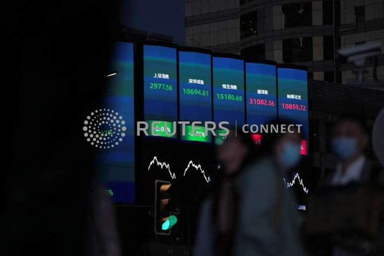 Telão mostra índices acionários em Xangai
24/10/2022. REUTERS/Aly Song