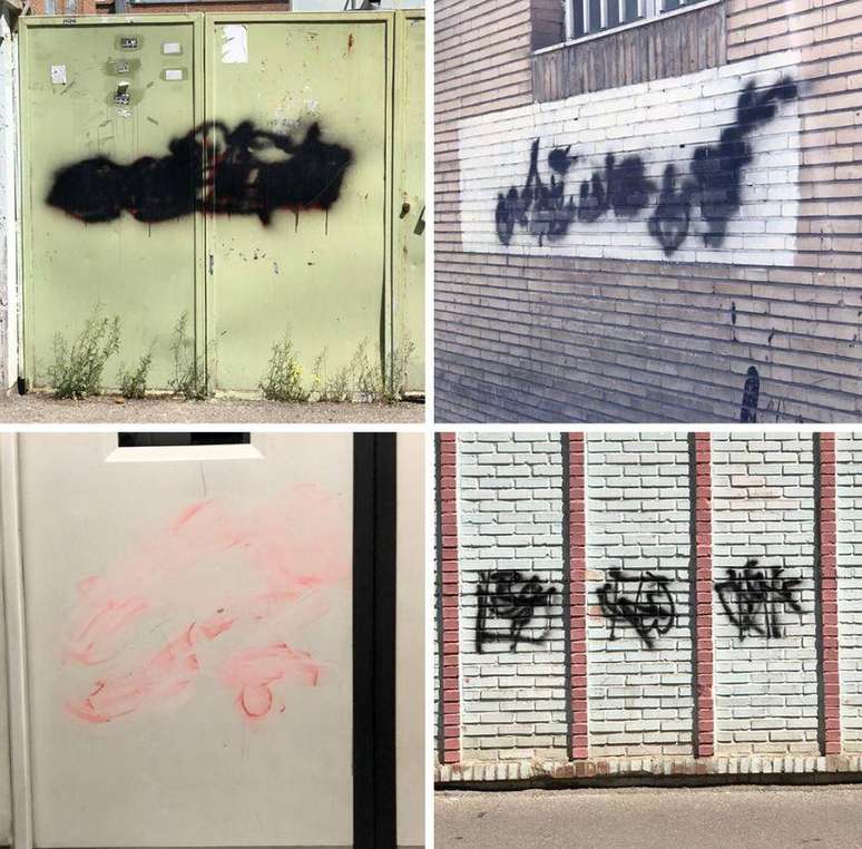 Grafites contra o regime são apagados, mas depois reaparecem, diz 'Donya'