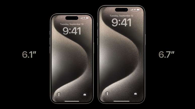 iPhone 16 Pro e iPhone 16 Pro Max devem ganhar tela aproximadamente 0,2 polegada maior que a atual geração (Imagem: Apple)
