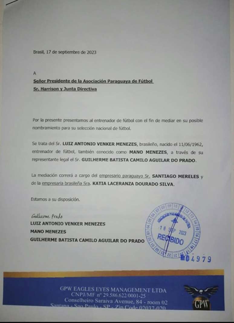 Mano Menezes would have offered to coach the Paraguay national team