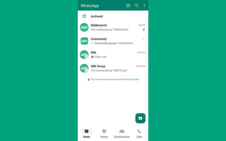 Miniatura de uma comunidade ganhou um ícone com sombras diferentes no Beta do WhatsApp (Imagem: Reprodução/WABetaInfo)