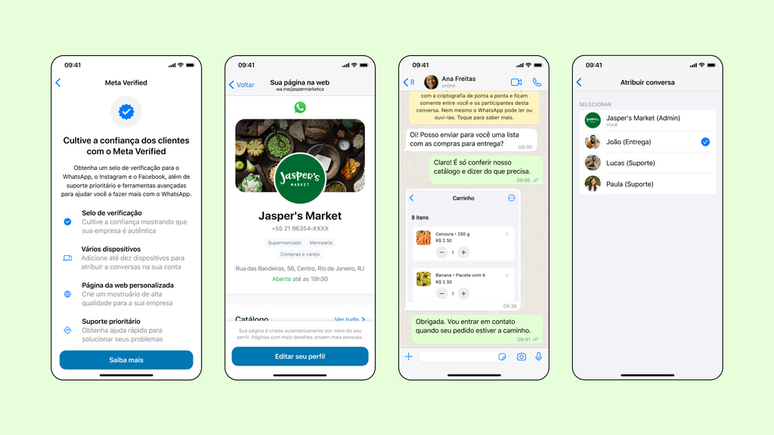 Demonstração do Meta Verified para empresas no WhatsApp (Imagem: Reprodução/WhatsApp)