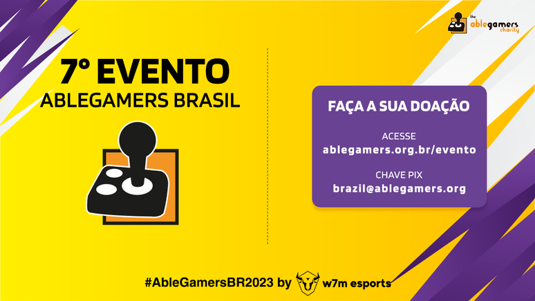 A AbleGamersBR 2023 by w7m esports acontece em 23 de setembro.