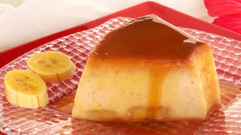 Pudim caramelizado de banana