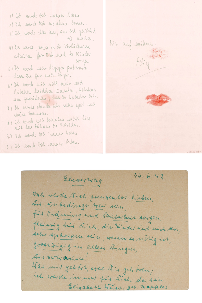 Lilly e Felice escreveram seus votos de casamento em dois documentos para selar seu amor