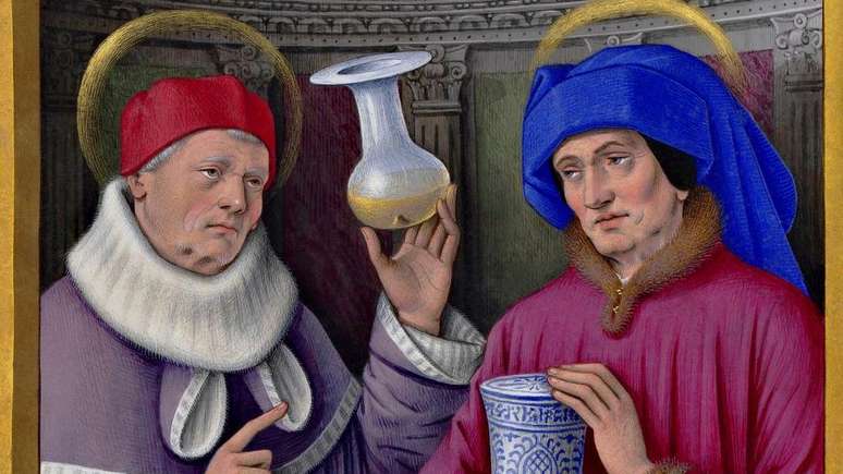 Representação dos santos médicos datada do início do século 16