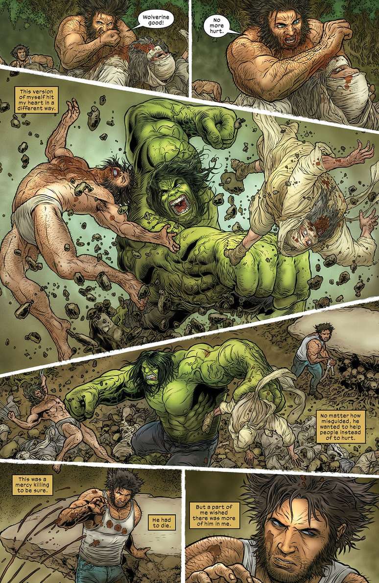 Hulk matra outro clone de Wolverine esmagando, e prova que está atualmente em um patamar realmente muito superior do que Logan (Imagem: Reprodução/Marvel Comics)