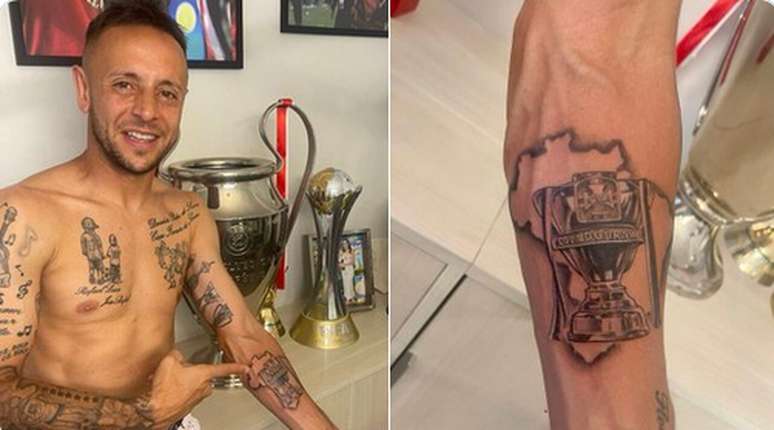 Rafinha exibe tatuagem do troféu da Copa do Brasil –