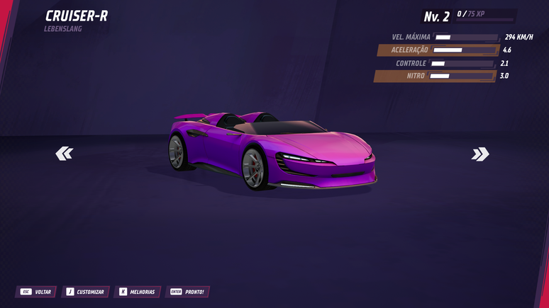 O jogo permite customizar os carros de formas diferentes