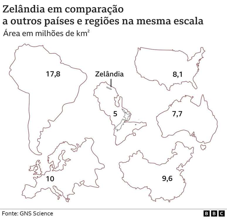 Mapa que mostra a Zelândia