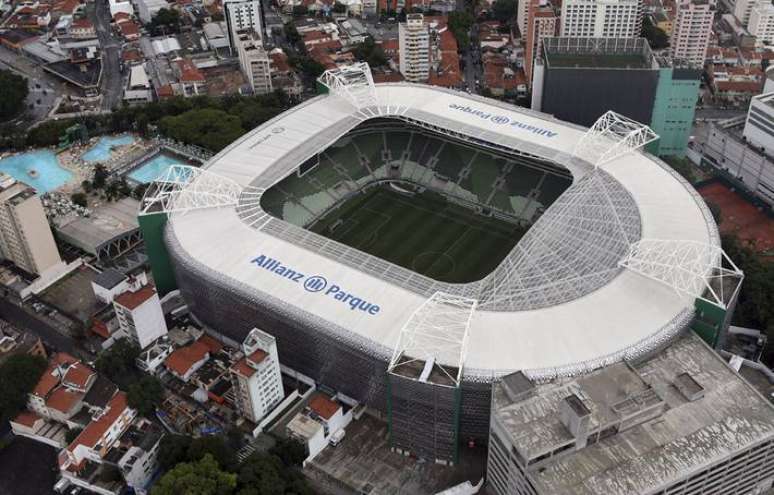 Vista aérea do Allianz Parque, arena do Palmeiras, na zona oeste de São Paulo.