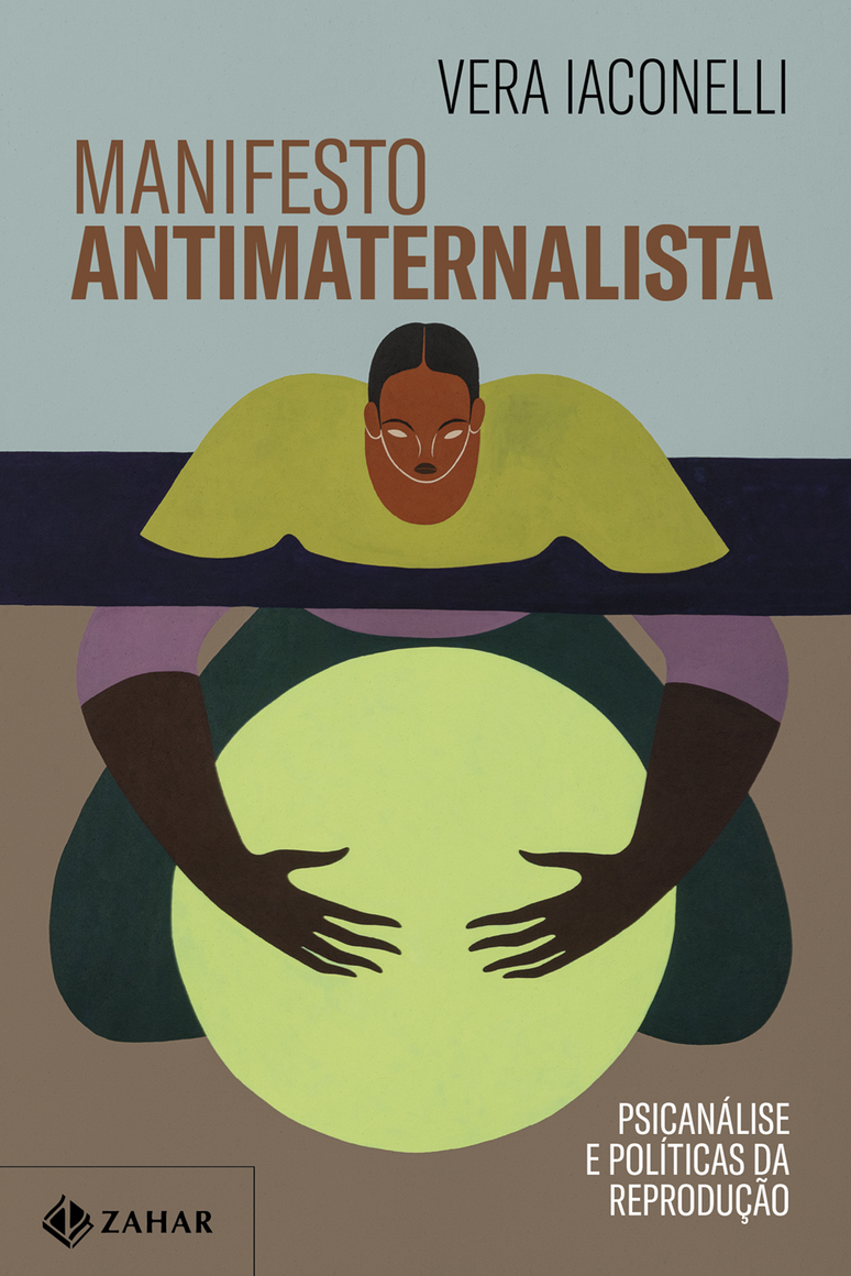 Capa do livro 'Manifesto antimaternalista', que traz uma mulher abra&ccedil;ando o que parece ser uma bola 