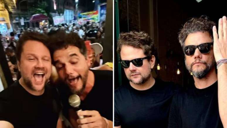 Selton Mello and Wagner Moura during a tour in Rio de Janeiro on September 30, 2023