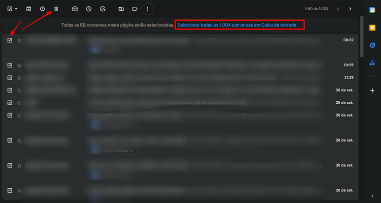 É possível apagar todos os e-mails do Gmail usando o serviço no browser de um computador (Imagem: Captura de tela/Fabrício Calixto/Canaltech)