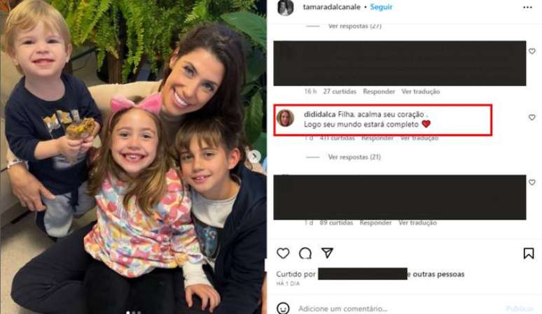 Didi Dalcanale, sogra de Kayky Brito, deixa mensagem de apoio em postagem da filha nas redes sociais.