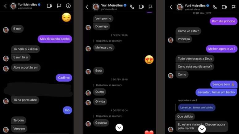 Conversa de Yuri Meirelles e Isabella Luvizotto - Reprodução/Instagram