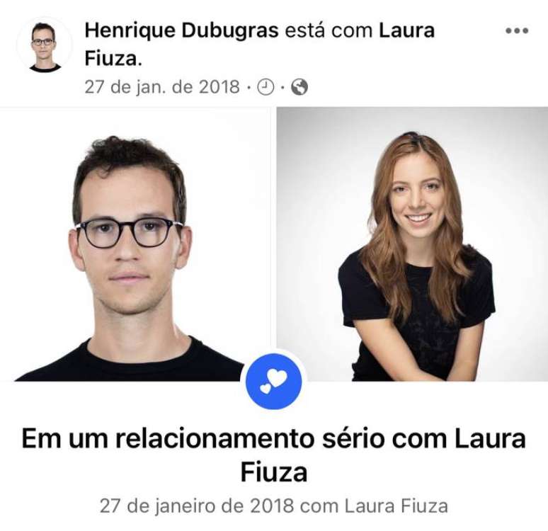 Publicação de 2018 diz que Henrique Dubugras e Laura Fiuza começaram a namorar no início daquele ano.