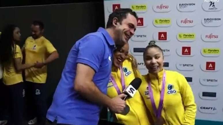 Guilherme Pereira chorou ao ver Rebeca Andrade e Flávia Saraiva com suas medalhas conquistadas no solo