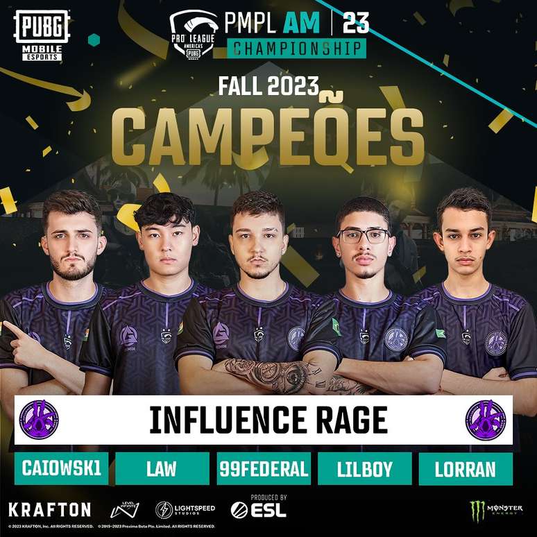 Influence Rage é tricampeã da PUBG Mobile Pro League Americas Fall 2023