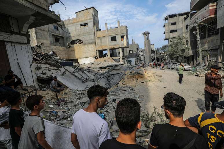 Destrui&ccedil;&atilde;o na cidade de Gaza, na Faixa de Gaza