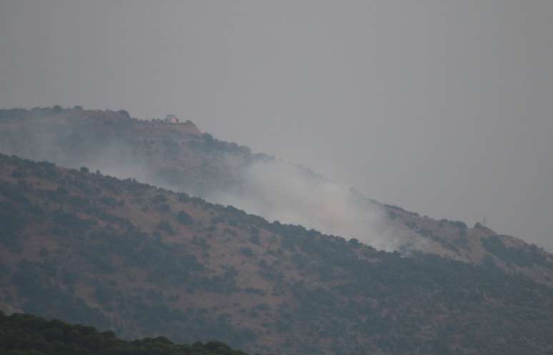 Fumaça vista na cidade de Kfarchouba, no sul do Líbano, em 10 de outubro de 2023.  