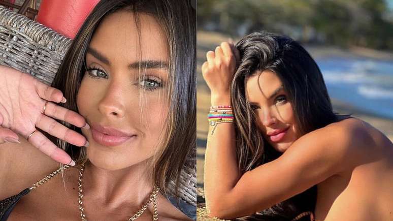 Former BBB Ivy Moraes causes a stir when she appears in a thong bikini on the beach