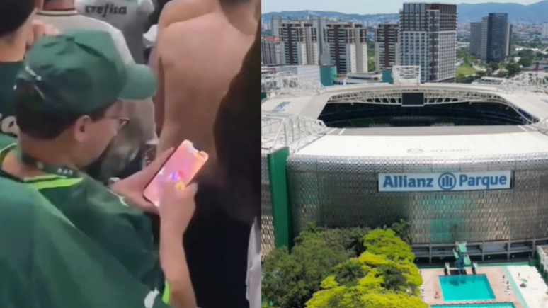 Torcedor com espectro autista nervoso e ansioso com o barulho que o estádio provocava, jogando no celular. 