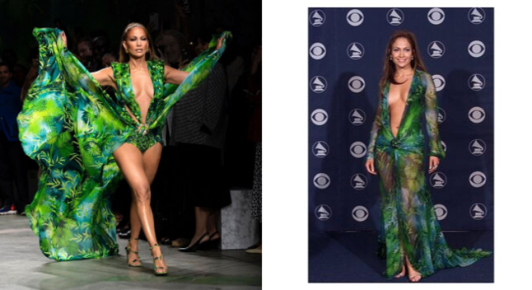 Jennifer Lopez no desfile da Versace (Fotos: Reprodução/Instagram)