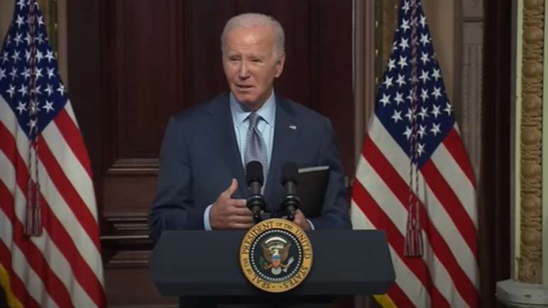 Joe Biden durante fala com lideranças judaicas em Washington /