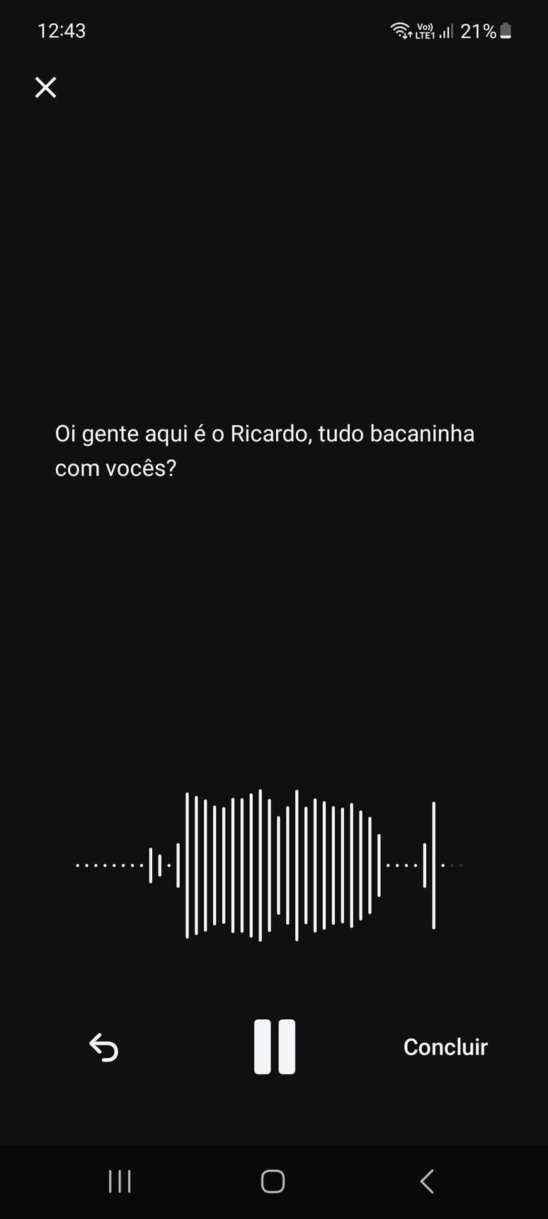 Exemplo de transcri&ccedil;&atilde;o no Threads.&nbsp;