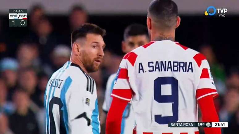The Paraguayan striker spits at Messi during the qualifying match