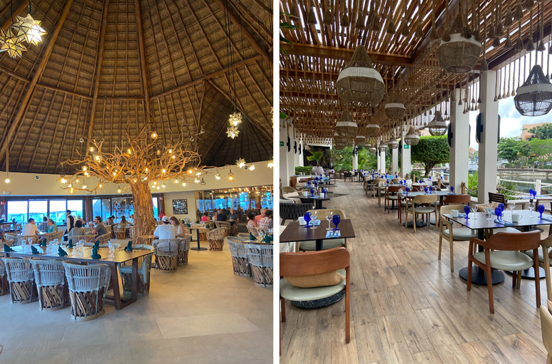 El Patio e Oceana: as ambienta&ccedil;&otilde;es dos restaurantes s&atilde;o t&atilde;o diferentes entre si que voc&ecirc; esquece que est&aacute; jantando todos os dias no mesmo resort