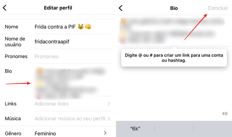 Você pode adicionar ou editar sua bio no Instagram quando e quantas vezes quiser (Imagem: Captura de tela/Fabrício Calixto/Canaltech)