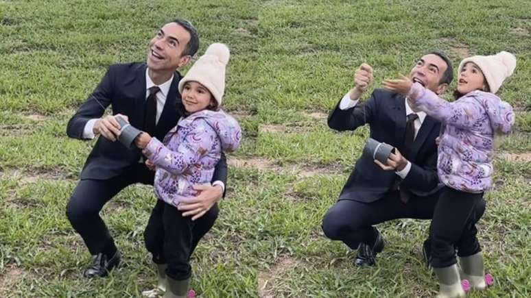 Cesar Tralli enchants the web by playing kite flying with his daughter