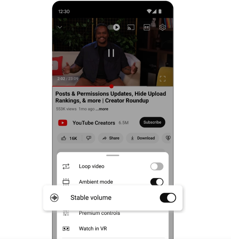 O estabilizador de volume do YouTube ajuda a criar uma experi&ecirc;ncia sem varia&ccedil;&otilde;es surpresa.