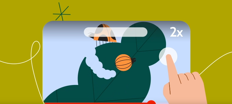 Toque e segure no lado direito da tela para acelerar o v&iacute;deo