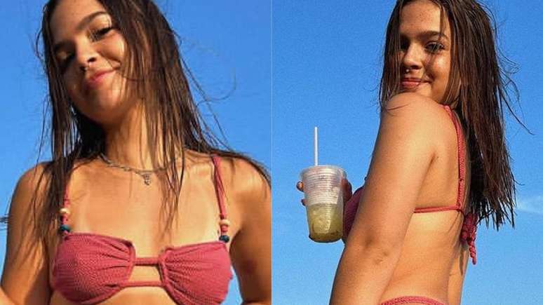 Mel Maia makes waves while enjoying a sunny day on the beach in Rio de Janeiro