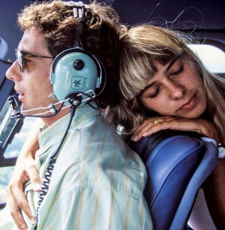 Adriane Galisteu e Ayrton Senna em foto divulgada pela apresentadora.