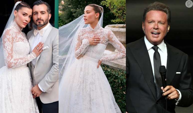 Vestido de noiva elegante e com renda: Filha do cantor Luis Miguel, Michelle Salas realiza casamento de luxo na Toscana.