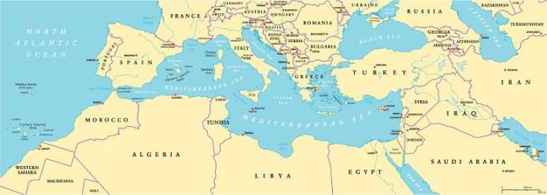 O Mar Mediterrâneo secou durante a crise de salinidade messiniana. (Fonte: Getty Images)