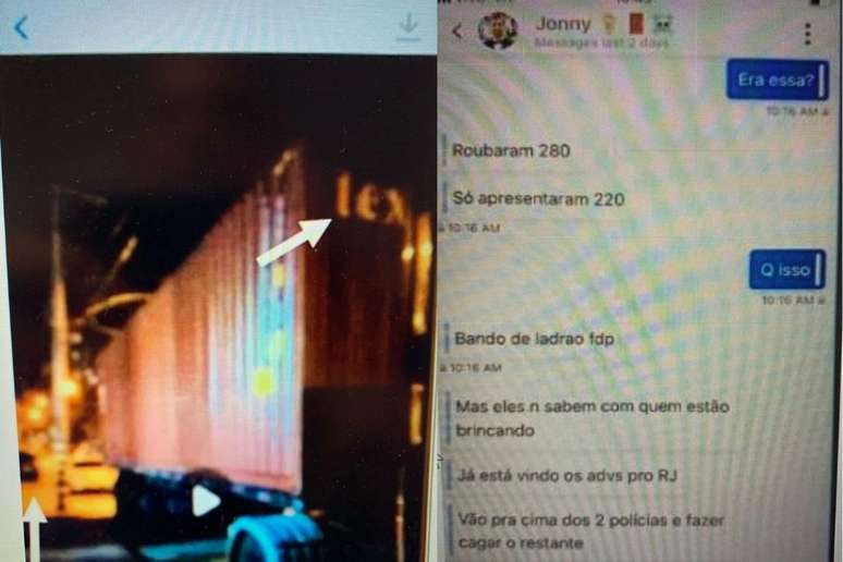 Após receber foto de caminhão, traficante chamou policiais de 'bando de ladrão' em mensagem