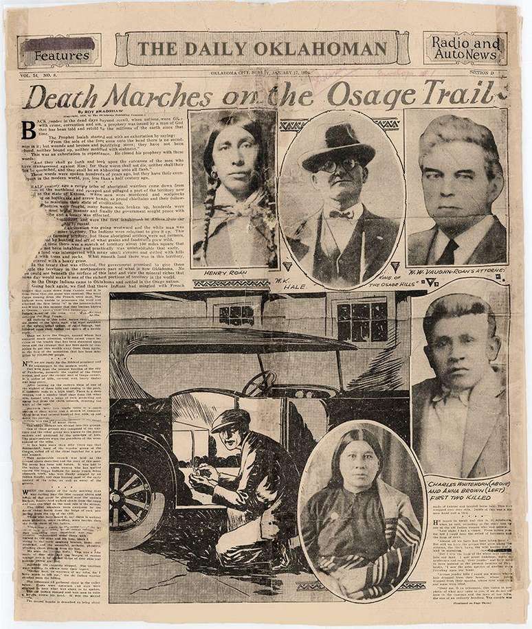 As mortes e o julgamento dos culpados atraíram intensa atenção da mídia. Na foto, um jornal de 1926