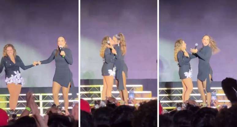Ivete Sangalo and Daniela Mercury kissed during a show in Rio de Janeiro