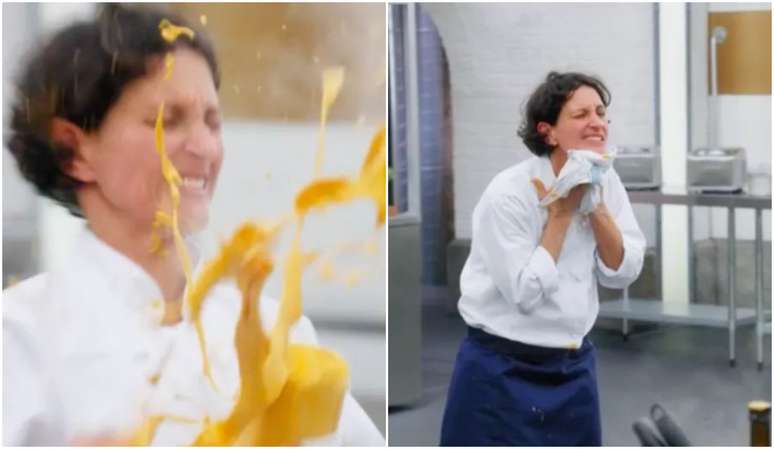 Chef brasileira Cristina Maia, participante do "Materchef: The Professionals", é atingida por sopa quente